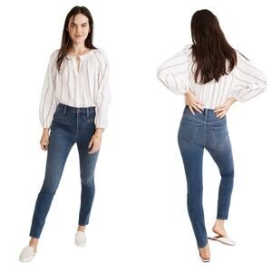 Madewell Jeans Roadtripper Jeggings Skinny High Rise Zip Pocket Denim Blue 26 T
